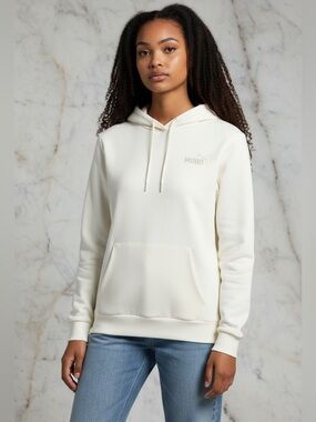 NWT PUMA HOODIE WOMENS LUSCIOUS CREAM KANGAROO POCKET EMBROIDERED LOGO